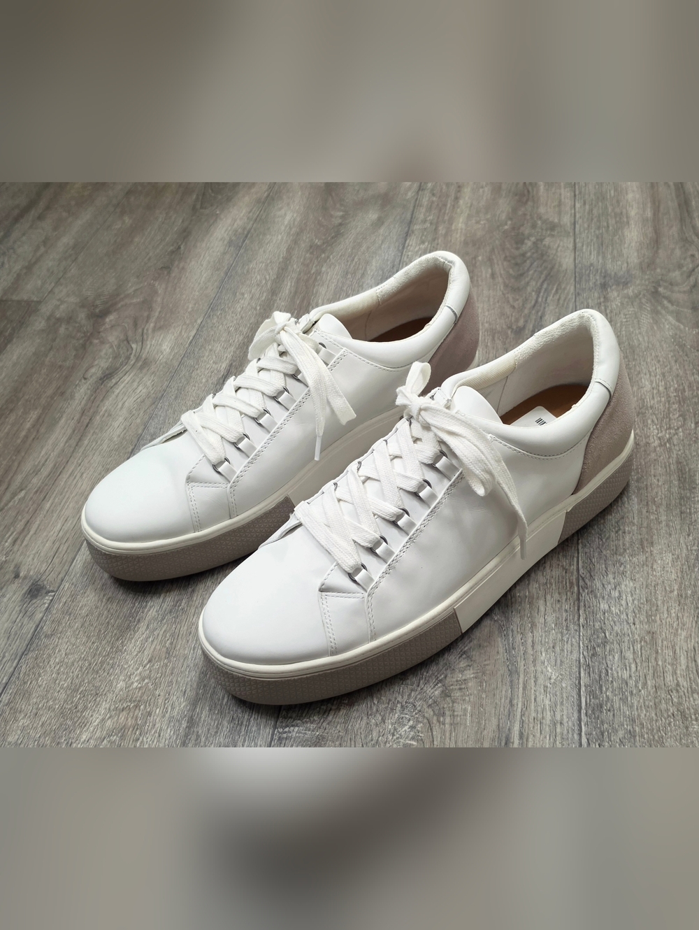 Women's Caslon White and Taupe Platform Sneakers-Size 11